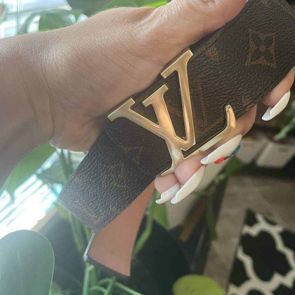 Brown monogrammed belt